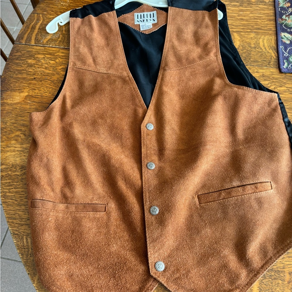 Brown Suede Vest with Button Closure